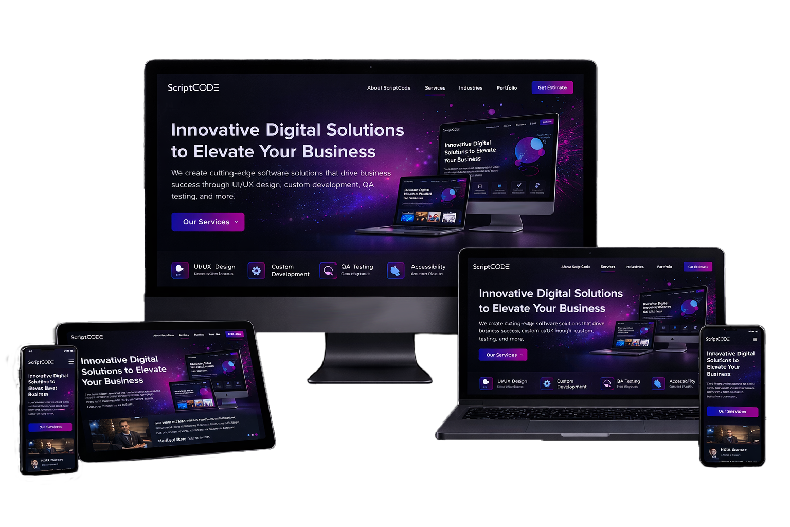Responsive Web Design across iMac, MacBook, iPad, and iPhone